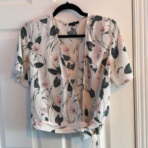Dynamite floral wrap blouse size S